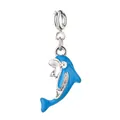 Cute blue dolphin alloy charm with clear rhinestone eye for children's DIY jewelry making - Blue Whale (Pendant)