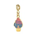 Gold stainless steel ice cream charm pendant with pink and blue glitter details - Spring Clasp Style / Ice Cream