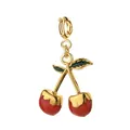 Ciondolo a ciliegia in smalto rosso con chiusura dorata per gioielli fai-da-te e bracciali - Forma a Ciliegia (Chiusura a Molla)