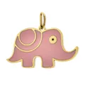 Cute pink enamel elephant charm in 18K gold plated stainless steel for DIY jewelry - Elephant