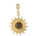 Exquisiter vergoldeter Edelstahl-Sonnenanhänger mit natürlichem Tigerauge-Stein - Spring Clasp Style / Braun (Tigerauge)