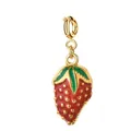 Ciondolo a fragola 3D realistico in smalto rosso e finitura dorata con chiusura a molla - Forma a Fragola Rossa (Chiusura a Molla)