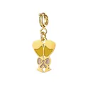 Gold-plated stainless steel ice cream charm with pink bow for DIY jewelry making - Spring Clasp Style / Champagne