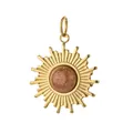 Vergoldeter Edelstahl Sonnenanhänger mit funkelndem braunem Goldstein-Zentrum - Mit Aufhängering / Braun (Goldfluss)