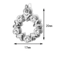 Vista detallada del colgante de corona de corazón y cristal plateado con medidas de 20 mm y 17 mm - Aro Corazón de Strass / Anillo liso / Plateado