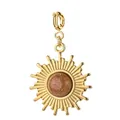 Sonne Edelstahl Anhänger mit braunem Goldstein Inlay für DIY Schmuckherstellung - Spring Clasp Style / Braun (Goldfluss)
