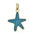 Blue enamel starfish charm pendant in stainless steel with 18K gold plated finish - Blue Starfish