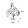 Detalle que muestra las dimensiones del dije de árbol de acero inoxidable 19x18 mm. - Árbol de la Vida (1299) / Anillo liso / Plateado