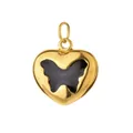 Gold plated stainless steel heart pendant with black enamel butterfly inlay - Heart with Butterfly (9)