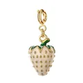 Ciondolo a fragola realistico in smalto bianco e finitura dorata per gioielli fai-da-te - Forma a Fragola Bianca Tipo 2 (Chiusura a Molla)