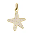 Gold-plated stainless steel starfish pendant charm with white enamel for DIY crafts - White Starfish
