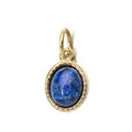 Ciondolo vintage in acciaio inossidabile placcato oro 18K con lapislazzuli ovale - Stile a Cerchio Singolo Retrò / Blu Lapislazzuli