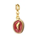 Ocean style 18K gold plated stainless steel pendant with red enamel and golden seashell - Red Conch / Spring Ring Clasp
