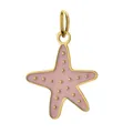 Pink starfish pendant with 18K gold plating and enamel dots for DIY jewelry creation - Pink Starfish