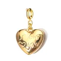 Elegante colgante de corazón dorado grabado con I love you para creación de joyas - Corazón Grabado ILOVEYOU / Cierre de resorte / Dorado