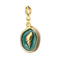 18K gold plated stainless steel seashell conch pendant charm for DIY jewelry making - Green Conch / Spring Ring Clasp
