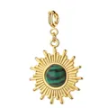 Goldener Sonnenanhänger aus Edelstahl mit eingelegtem grünem Stein im Malachit-Stil - Spring Clasp Style / Grün (Malachit-Textur)