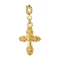 Elegante ciondolo a croce dorata con motivi a foglia e chiusura a molla sicura - Croce con Motivo a Foglia / Fibbia Oro / Oro