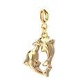 Polished gold-plated stainless steel double dolphin pendant charm for DIY jewelry making - Double Dolphin (Gold Clasp)
