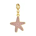 18K gold-plated stainless steel starfish charm with pink enamel drip oil for DIY jewelry - Pink Sea Star with Spring Clasp