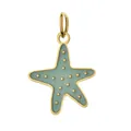 Gold-plated stainless steel starfish pendant with teal enamel finish and gold dots - Green Starfish