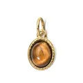 Pendentif ovale en œil de tigre et acier inoxydable doré pour création de bijoux DIY. - Style à Boucle Unique Rétro / Œil de tigre