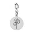 Zilveren ronde roestvrijstalen hanger met een gegraveerde roos voor DIY-sieraden - Juni Veerring Sluiting