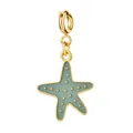 Stainless steel teal enamel starfish charm with 18K gold plating for DIY jewelry - Green Sea Star with Spring Clasp