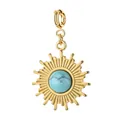 Goldplattierter Edelstahl-Sonnenanhänger mit türkisfarbenem Naturstein für DIY-Schmuck. - Spring Clasp Style / Blau (Türkistextur)
