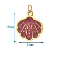 Detailed view of a burgundy and gold shell charm with 15mm by 14mm size indicators. - Shell Shape (BXGDZ) / Underwire