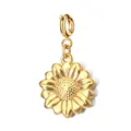 Elegant gold-plated stainless steel sunflower charm pendant for DIY jewelry design. - Chrysanthemum / Spring Ring Clasp