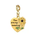 Ciondolo a cuore dorato con girasole e incisione You are my sunshine - Etichetta Cuore Girasole / Fibbia Oro / Oro