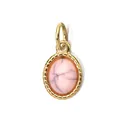 Pendentif vintage en acier inoxydable doré 18 carats avec pierre rose - Style à Boucle Unique Rétro / Rose Texturé