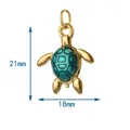 Detailed dimensions of the green and gold stainless steel turtle charm pendant - Turtle Shape (BXGDZ) / Underwire