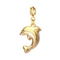Golden stainless steel dolphin charm pendant with spring ring clasp for jewelry making - Dolphin (Gold Clasp)