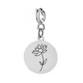 Roestvrijstalen ronde hanger met minimalistische gegraveerde bloem voor DIY-sieraden - Juli Veerring Sluiting