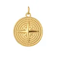 Gold-toned stainless steel round pendant with sunburst and beaded texture - Hexagram Style 1 (Gold Ring)