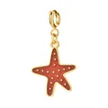 Dainty red enamel starfish charm in 18K gold plated stainless steel for DIY jewelry making - Red Sea Star with Spring Clasp