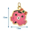 Detailed view of a pink octopus enamel pendant measuring 15mm height and 13mm width - Octopus Shape (BXGDZ) / Underwire