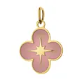 Gold plated stainless steel pink enamel four-leaf clover pendant with star design - Flower