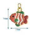 Detailed macro view of colorful tropical fish pendant with 14mm dimensions shown - Lucky Fish Shape (BXGDZ) / Underwire