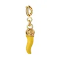 Ciondolo a cornetto giallo in acciaio inossidabile con chiusura a moschettone - Forma a Peperoncino Giallo (Chiusura a Molla)