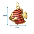 Detailed view of striped fish charm pendant highlighting 16mm by 17mm size dimensions - Tropical Fish Shape (BXGDZ) / Underwire