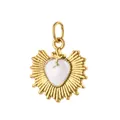 Pendatente a cuore in acciaio placcato oro 18K con bordo smerlato e pietra bianca - Stile Cuore 2 (Anello Semplice) / Confezione Singola