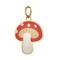 Mushroom shaped stainless steel pendant with red and white drip oil 18K gold finish - Mushroom