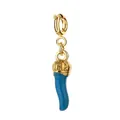 Ciondolo cornicello blu in acciaio inossidabile con chiusura dorata per gioielli fai-da-te - Forma a Peperoncino Blu (Chiusura a Molla)