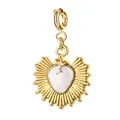 Elegante ciondolo a cuore in acciaio inossidabile oro 18K con raggiera bianca e intarsio - Stile Cuore 2 (Chiusura a Molla) / Confezione Singola