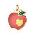 Red apple-shaped enamel charm with a yellow heart detail and gold-plated stainless steel finish - Apple