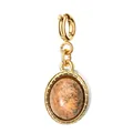 Pendentif vintage en pierre naturelle ovale avec fermoir à ressort doré 18 carats - Style Ovale Texturé à Ressort / Orange Brun Tacheté