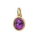 Pendentif ovale en pierre naturelle, acier inoxydable doré 18 carats pour bijoux DIY. - Style à Boucle Unique Rétro / Violet Texturé